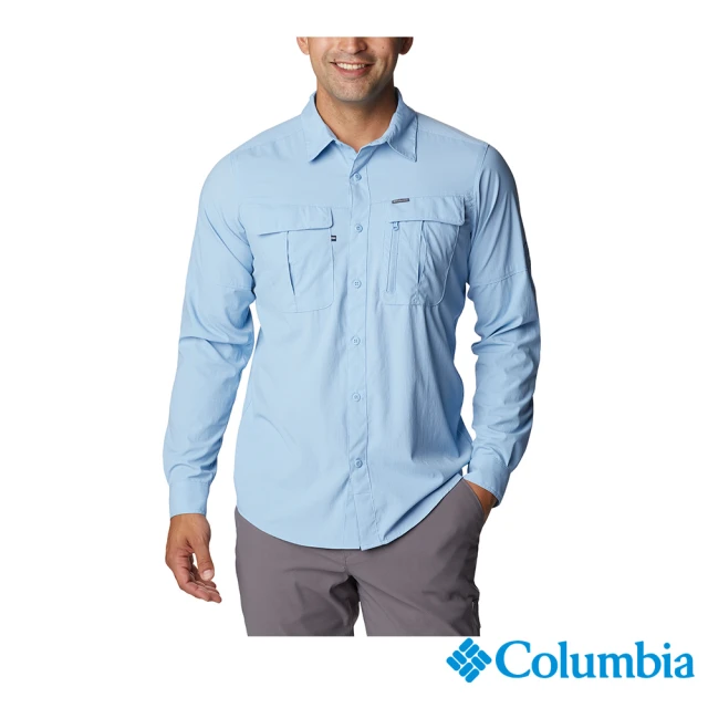 【Columbia 哥倫比亞】男款- UPF40超防潑長袖襯衫-藍色(UAE97430BL / 2023年春夏)