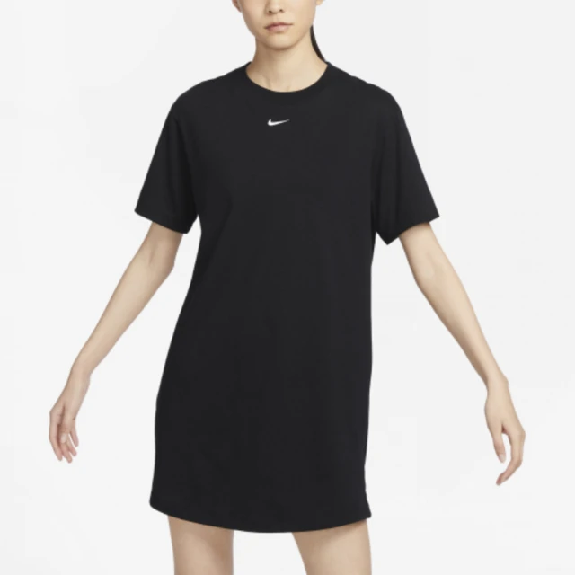 【NIKE 耐吉】洋裝 女款 運動洋裝 長版上衣 AS W NSW ESSNTL SS DRESS TSHRT 黑 DV7883-010