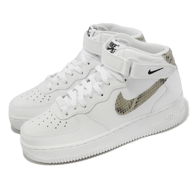 【NIKE 耐吉】休閒鞋 Wmns Air Force 1 07 Mid 女鞋 白 蛇紋 經典款 中筒(DD9625-101)