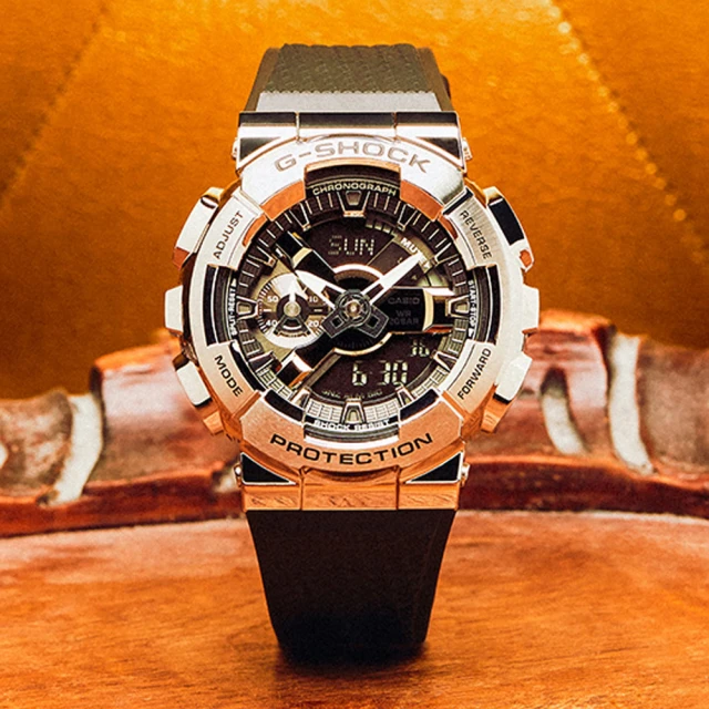 【CASIO 卡西歐】重金屬工業風雙顯錶-黑x銀(GM-110-1A)