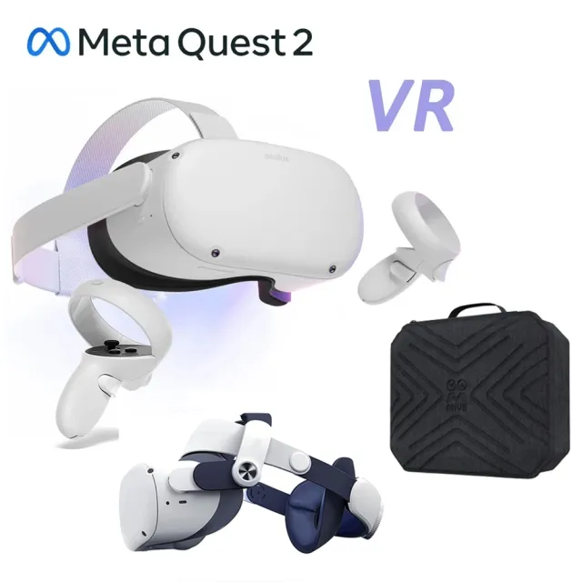 【Meta Quest】Oculus Quest2 VR 128G頭戴式裝置+BOBOVR M2 Plus頭帶+收納硬殼包(贈VR高爾夫球桿)