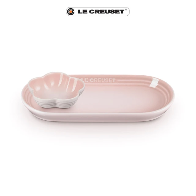 Le Creuset【Le Creuset】瓷器日式橢圓盤與迷你花碗25cm(貝殼粉)
