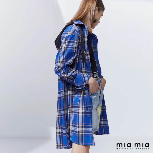 【mia mia】藍格紋連帽洋裝