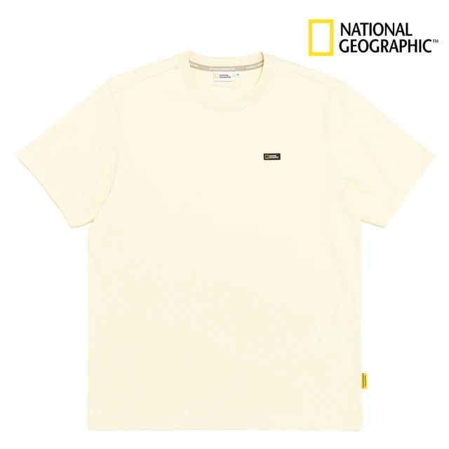 【National Geographic 國家地理】NEODY小LOGO短袖T恤-淺米色(男女同款 百搭LOGO T)
