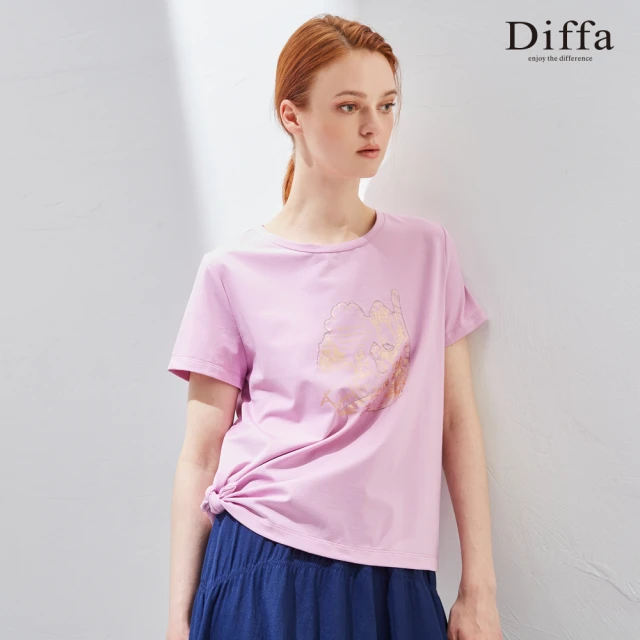 【Diffa】Traveller燙金印花針織衫-女