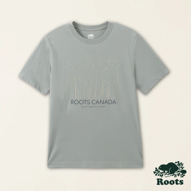 【Roots】Roots男裝-星際遨遊系列 流星雨有機棉短袖T恤(灰色)