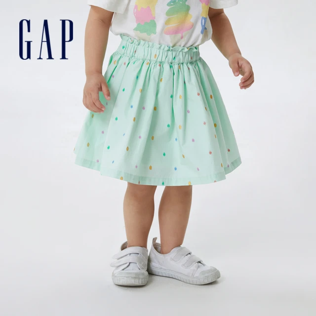【GAP】女幼童 Logo歐美風蓬蓬短裙-淺綠波點(670032)