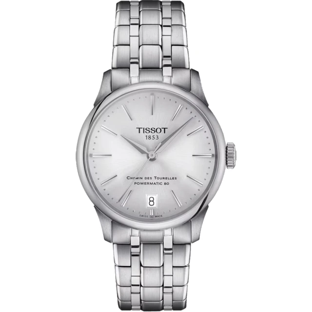 【TISSOT 天梭】杜魯爾系列動力80小時機械女錶-銀/34mm(T139.207.11.031.00)