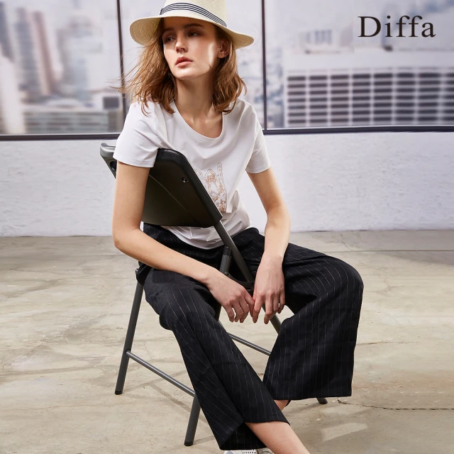 Diffa 精緻壓褶設計長寬褲-女評價推薦