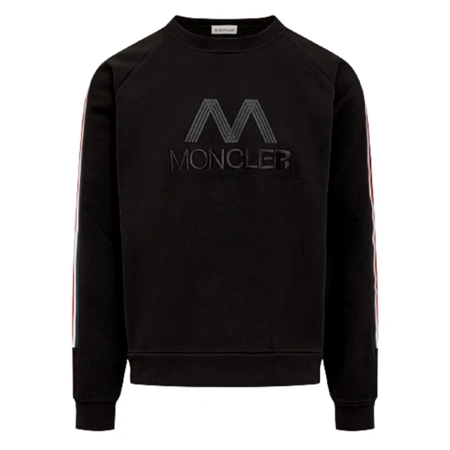 【MONCLER】男款 刺繡英文名 長袖運動衫-黑色(L號、XL號、XXL號)