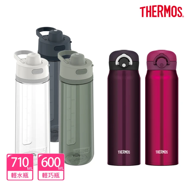 THERMOS 膳魔師【膳魔師_獨家組合】彈蓋輕水瓶710ml+不鏽鋼輕量彈蓋瓶600ml(TP4329+JNL-600)