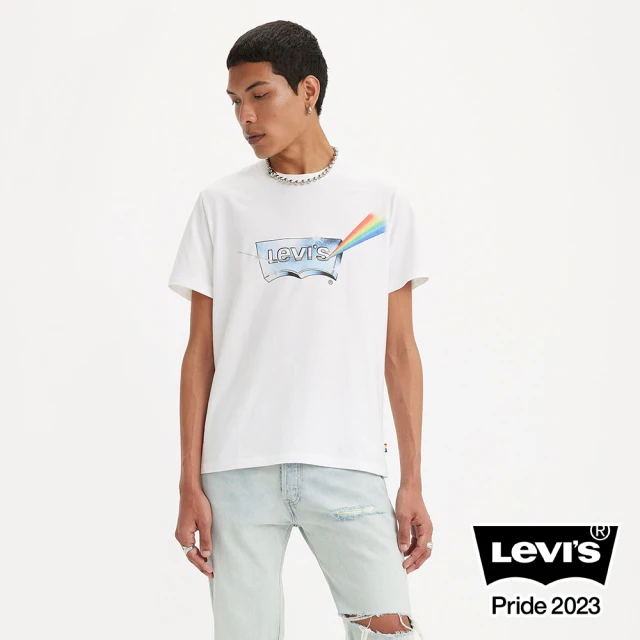 【LEVIS】Pride平權系列 男款 合身版短袖T恤 / 彩虹稜鏡Logo / 彩虹旗標 人氣新品