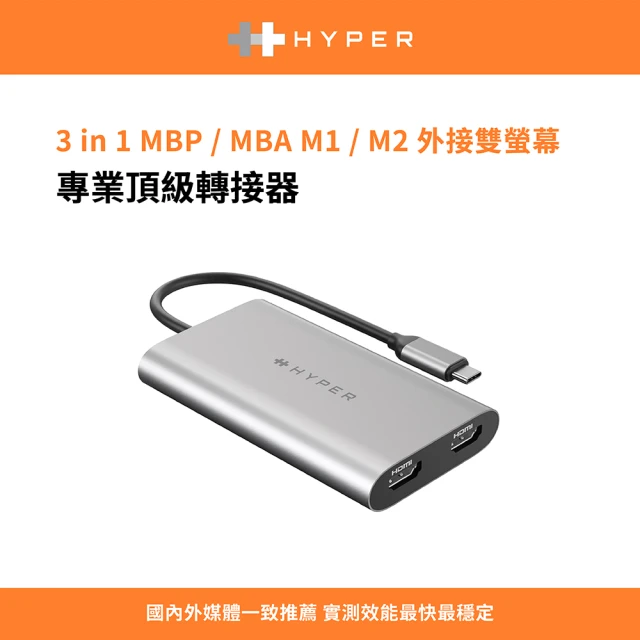 【HyperDrive】3-IN-1 DUAL 4K HDMI VIDEO ADAPTER（M1/M2雙螢幕轉接器）(HyperDrive)