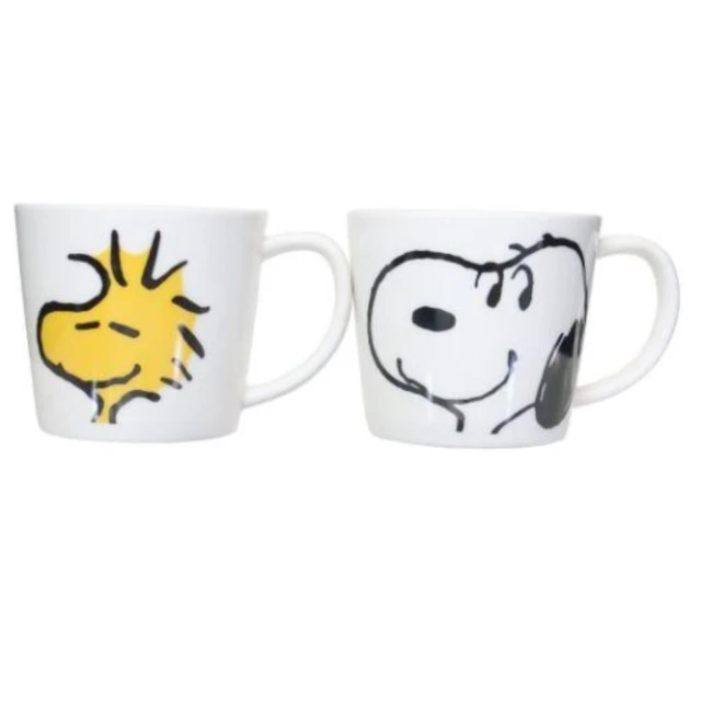 【小禮堂】Snoopy 馬克杯2入組 280ml - 大頭款(平輸品)