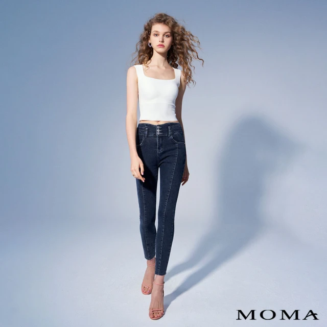 【MOMA】高腰水洗牛仔褲(白色)