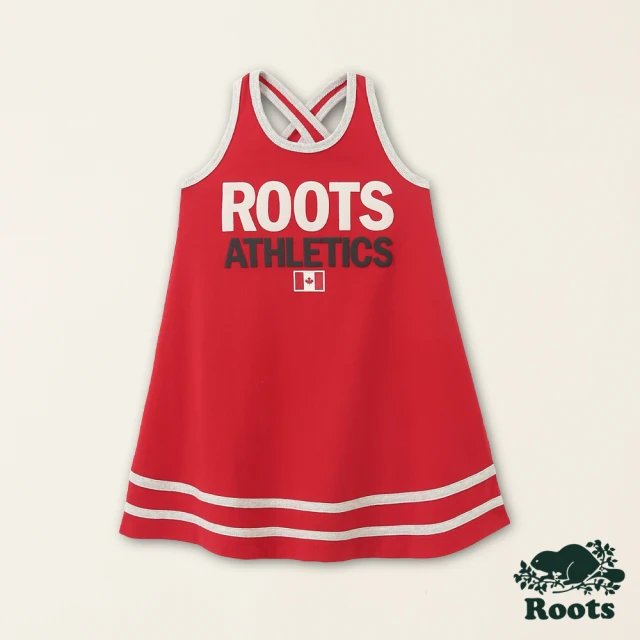 Roots【Roots】Roots小童-加拿大日系列 文字設計有機棉背心洋裝(紅色)