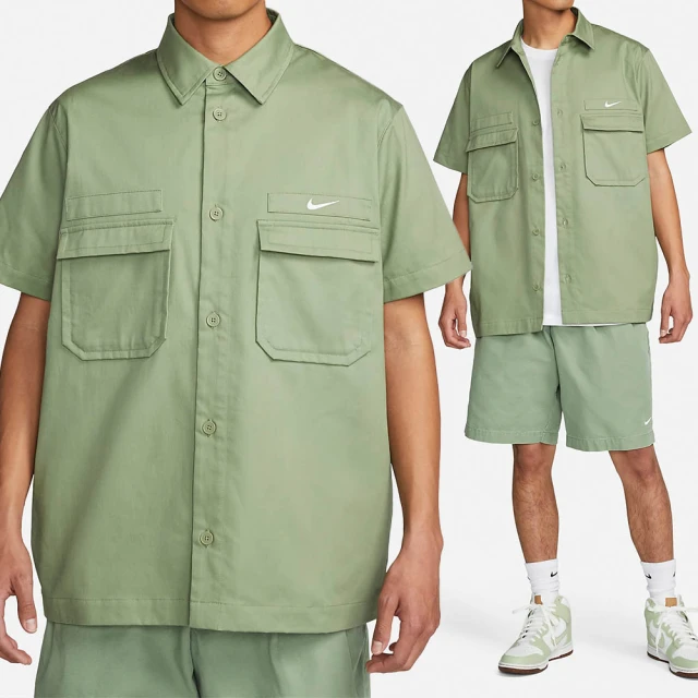 NIKE 耐吉【NIKE 耐吉】AS M NL WVN MLTY SS BTN Shirt 男款 綠色 工裝 休閒 短袖 DX3341-386