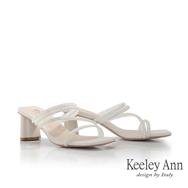 【Keeley Ann】切鑽條帶中跟拖鞋(米白色321772232-Ann系列)