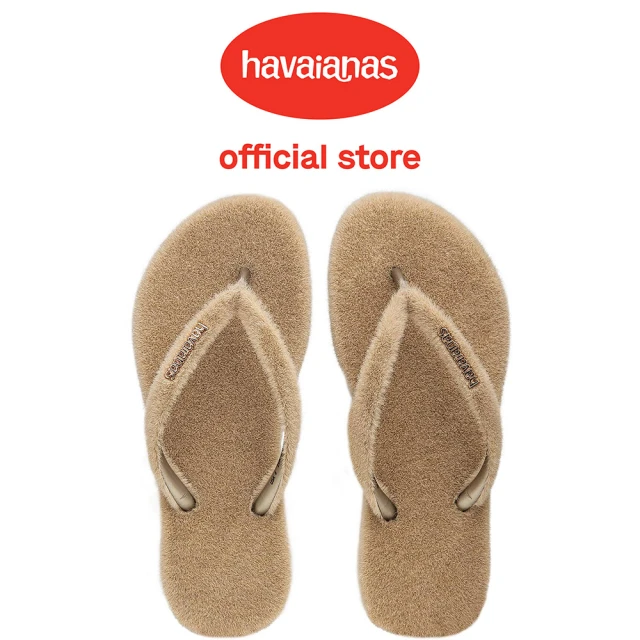 havaianas 哈瓦仕 拖鞋 女鞋 夾腳拖 絨毛 Slim Plush 卡其色 4148211-0121W(哈瓦士)