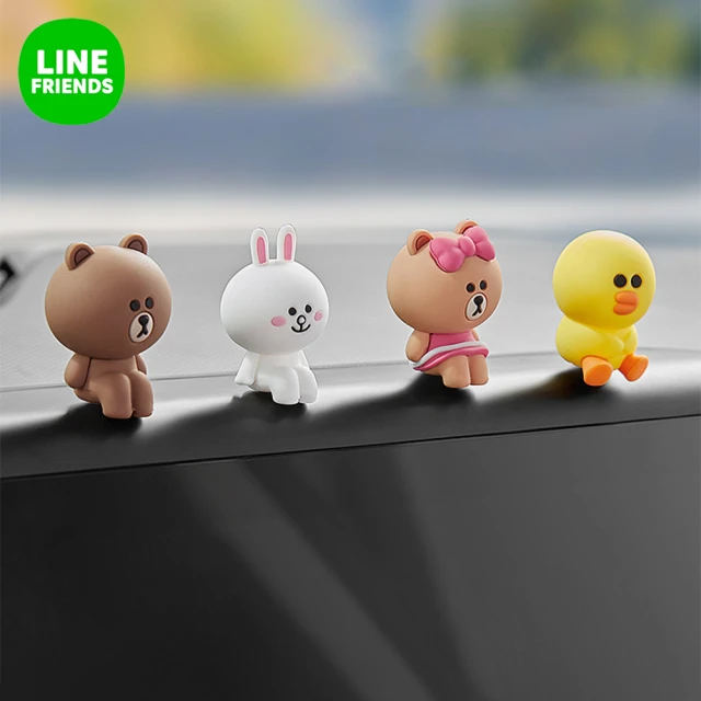 LINE FRIENDS 熊大兔兔車用中控擺飾品公仔裝飾品 汽車擺4入組(車上裝飾 家居裝飾)