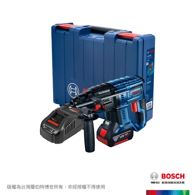 BOSCH 博世BOSCH 18V 鋰電無碳刷免出力鎚鑽 GBH 180-LI 套裝組 4.0Ah