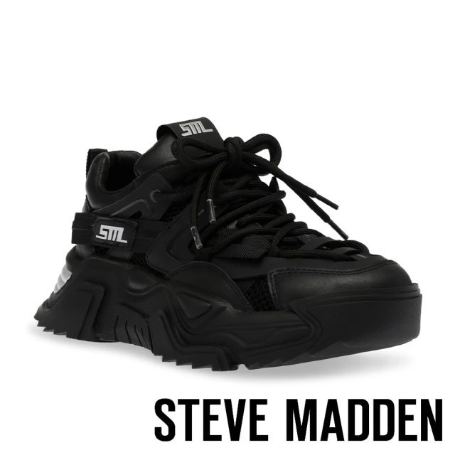 STEVE MADDEN KINGDOM 網布拼接綁帶老爹鞋(黑色)