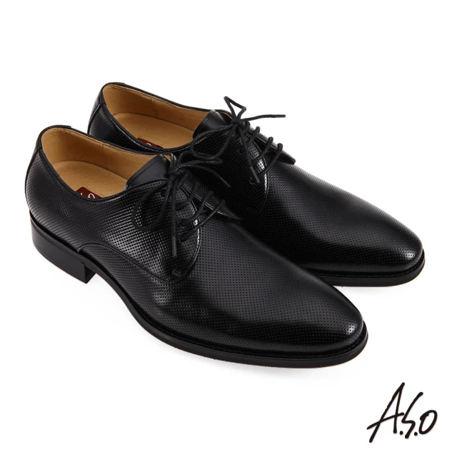 A.S.O 阿瘦集團 健康按摩德比款綁帶紳士鞋(黑色)