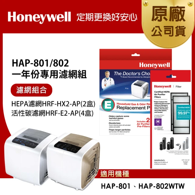 Honeywell 適用HAP-801/802一年份專用濾網組(HEPA濾網HRF-HX2-APx2+活性碳CZ除臭濾網HRF-E2-APx4)