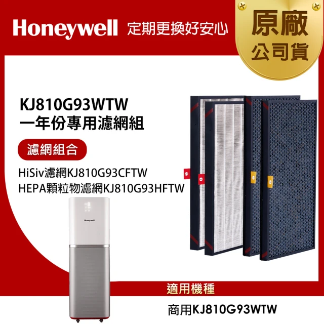 Honeywell 適用KJ810G93WTW一年份專用濾網組(HiSiv濾網KJ810G93CFTW+HEPA顆粒物濾網KJ810G93HFTW)