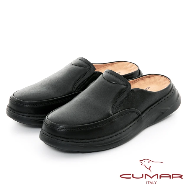 CUMAR 舒適氣墊真皮穆勒鞋(黑色)