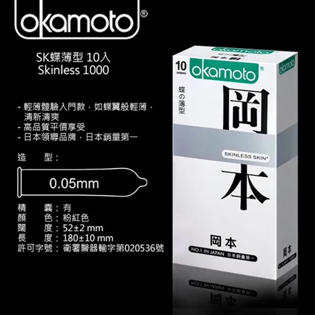 【Okamoto岡本】Skinless薄型保險套10入/盒(情趣職人)