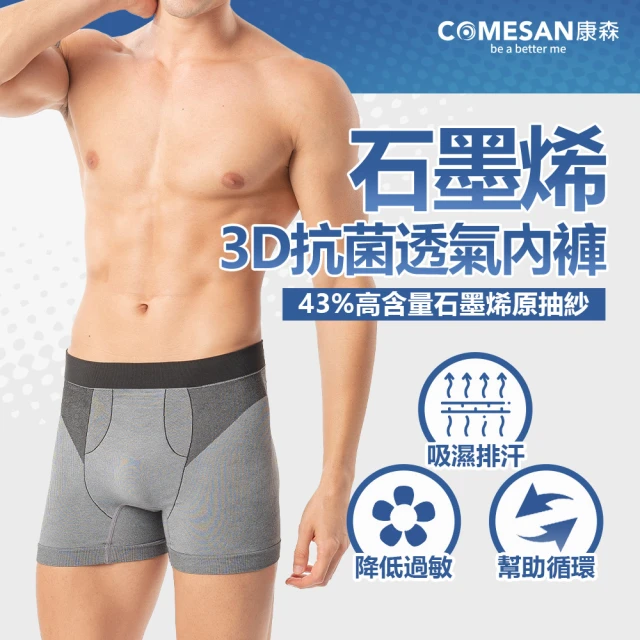 COMESAN 康森 石墨烯 3D抗菌透氣男用內褲一件(石墨烯內褲 抗菌內褲 男內褲 透氣內褲)