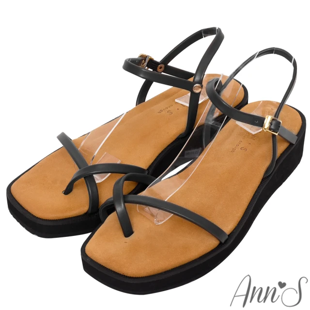 Ann’S 愛塞爾-真皮小羊皮T型釦帶低跟及膝長靴5cm(黑