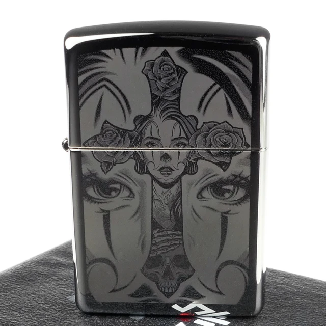 Zippo 美系~Skull Cross-骷髏十字架圖案設計打火機