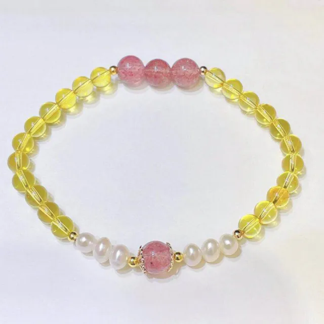 【勝弘珠寶】多明尼加草莓水晶珍珠手珠-5MM
