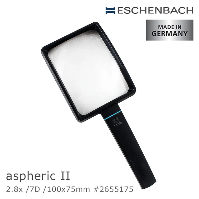 【德國 Eschenbach】aspheric II 2.8x/7D/100x75mm 德國製手持型非球面放大鏡(2655175)
