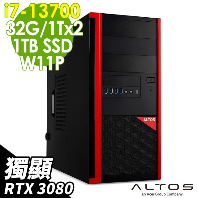 Acer 宏碁 13代i7 RTX水冷工作站(Altos P150F8/i7-13700/RTX3080_10G/32G/1TSSD+1TBX2 HDD/700W/W11P)