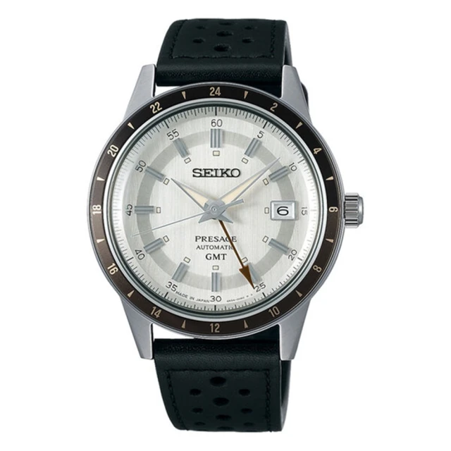 SEIKO 精工SEIKO 精工 官方授權S1 Presage男 Style60s 時尚GMT機械男腕錶-錶徑40.8mm-贈高檔收納盒6入(SSK011J1)