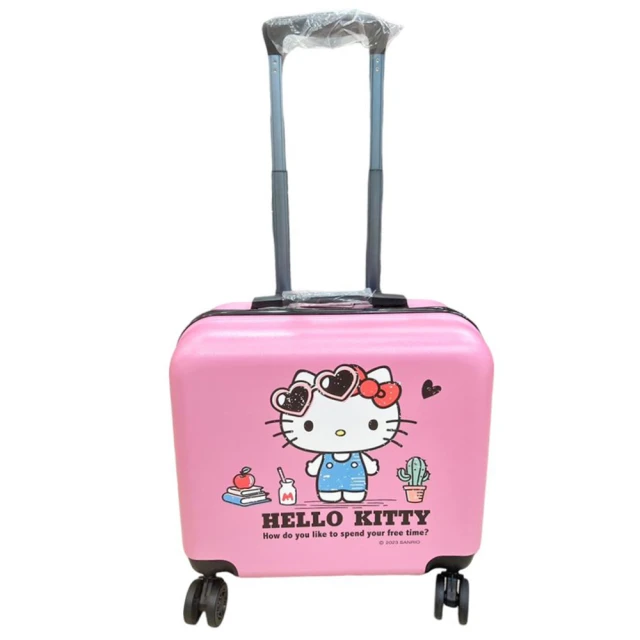 小禮堂小禮堂 Hello Kitty 16吋超輕量硬殼拉桿行李箱 - 粉墨鏡款(平輸品)