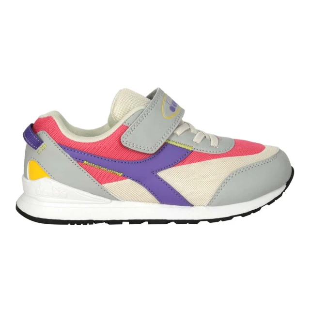 DIADORA 19-23CM_女中童生活時尚運動鞋-超寬楦-避震 休閒 慢跑 米白紫粉灰(DA13097)