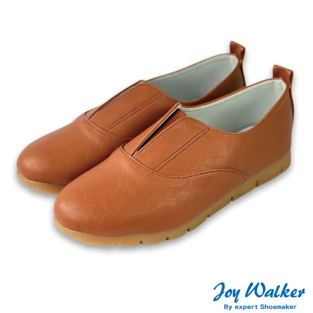 Joy WalkerJoy Walker Plus 舒適柔軟 素面平底 懶人鞋 駝色 女 鬆緊帶 包鞋 上班鞋 BO106