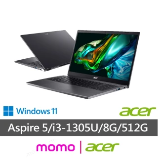 【Acer 宏碁】15.6吋i3 13代輕薄筆電(Aspire 5/i3-1305U/8G/512G SSD/W11/A515-58P-30EZ)