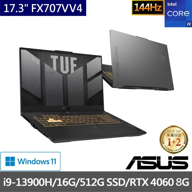 ASUS 500G行動固態硬碟/滑鼠組★ 17吋i9 RTX4060電競筆電(i9-13900H/16G/512G SSD/TUF Gaming FX707VV4)