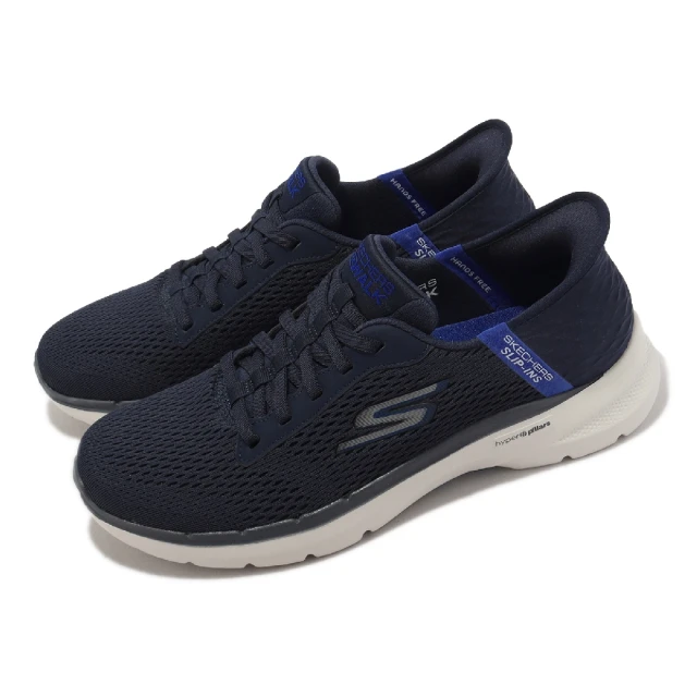 SKECHERS 休閒鞋 Go Walk 6-Free Hand 男鞋 藍 瞬穿科技 記憶鞋墊 健走鞋 套入式(216279NVBL)