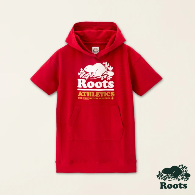 RootsRoots Roots大童-#Roots50系列 海狸LOGO有機棉連帽洋裝(紅色)