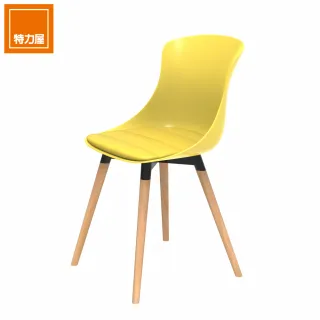 【特力屋】組合  萊特塑鋼椅 櫸木腳架40mm/黃椅背/黃座墊