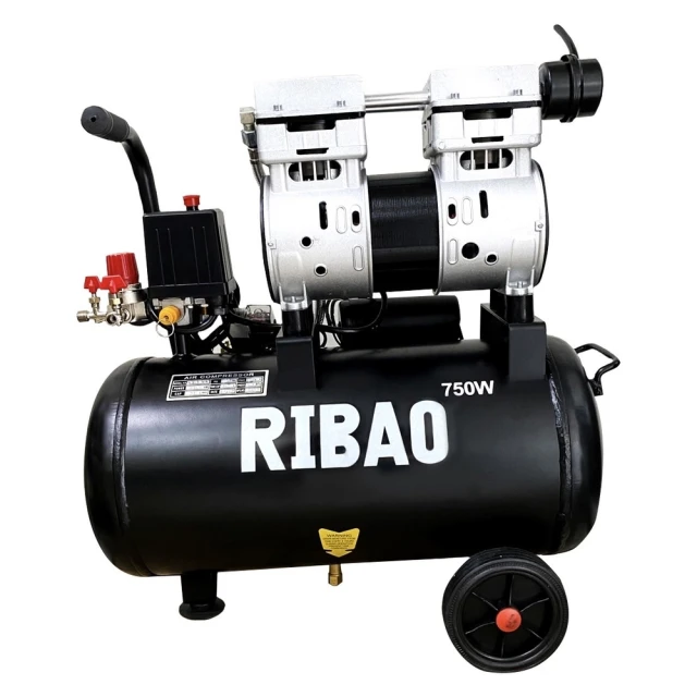 RIBAO 日豹24L 750W 低噪音無油式空壓機(免維護 大容量 家用 牙科 噴漆 釘槍 木工 油漆 裝潢)