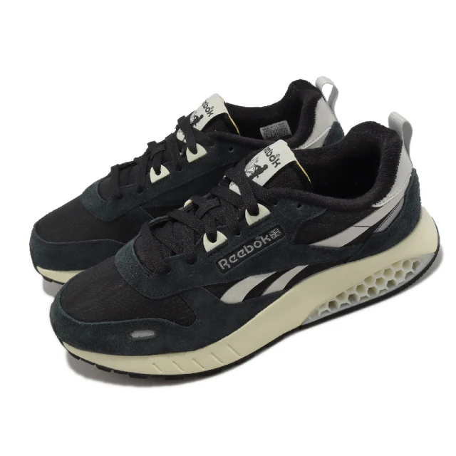 REEBOK 休閒鞋 CL Leather Hexalite 男鞋 黑 米白 麂皮 反光 蜂巢緩震(100032780)