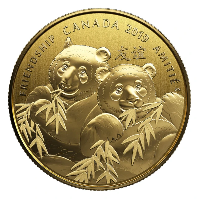 臺灣金拓 白銀銀幣 2019 加拿大熊貓：友誼的黃金禮物鍍金精鑄銀幣