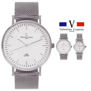 【Valentino Coupeau】細針米蘭網狀不鏽鋼帶錶-銀色(范倫鐵諾 古柏  VCC)